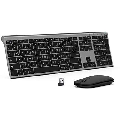 seenda KS15F Ensemble clavier souris sans fil ultra plat et aluminium Clavier sans fil 2,4 G avec souris rechargeable pour PC Windows, ordinateur portable et Smart TV - Publicité seenda KS15F Ensemble clavier souris sans fil ultra plat et aluminium Clavier sans fil 2,4 G avec souris rechargeable pour PC Windows, ordinateur portable et Smart TV - Publicité