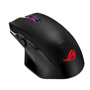 Asus ROG Chakram ergonomic RGB optical Qi gaming mouse with wireless charging, side Joystick, tri-mode connect (wired/2.4 GHz/BT), 16000 dpi sensor, push-fit switch-socket design, Aura Sync lighting - Publicité
