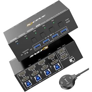KCEVE Commutateur KVM 2 Moniteurs 4 PC, 8K@60Hz, 4K@144 Hz USB 3.0 HDMI Commutateur KVM avec Émulateur EDID pour 4PC Partager Souris Clavier et Moniteur, puce stable, haute compatibilité - Publicité KCEVE Commutateur KVM 2 Moniteurs 4 PC, 8K@60Hz, 4K@144 Hz USB 3.0 HDMI Commutateur KVM avec Émulateur EDID pour 4PC Partager Souris Clavier et Moniteur, puce stable, haute compatibilité - Publicité