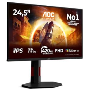 AOC Gaming Moniteur 25G4KUR 25 Pouce 420Hz, Fast IPS Dalle, 0.5ms GtG, HDR400, G-Sync Comp., Ajustable en Hauteur, USB Hub(1920x1080 HDMI 2X 2.0 DP 1x 1.4) Noir - Publicité AOC Gaming Moniteur 25G4KUR 25 Pouce 420Hz, Fast IPS Dalle, 0.5ms GtG, HDR400, G-Sync Comp., Ajustable en Hauteur, USB Hub(1920x1080 HDMI 2X 2.0 DP 1x 1.4) Noir - Publicité