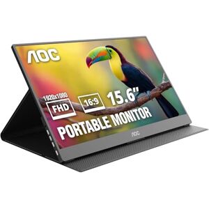 AOC 16T20 Portable Monitor 15.6 inch FHD 1920x1080, IPS Panel Computer Display, Speakers, USB Type C x2, Mini HDMI x1, Premium Smart Cover, Gaming Console Compatible - Publicité AOC 16T20 Portable Monitor 15.6 inch FHD 1920x1080, IPS Panel Computer Display, Speakers, USB Type C x2, Mini HDMI x1, Premium Smart Cover, Gaming Console Compatible - Publicité