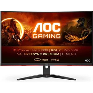 AOC Écran gaming incurvé C32G2AE 80 cm (31,5 pouces) (HDMI, DisplayPort, temps de réponse de 1 ms, 1920 x 1080 Hz, 165 Hz, FreeSync Premium) noir/rouge - Publicité