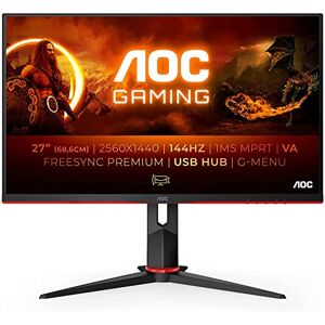 AOC Écran gaming Q27G2U 80 cm (27 pouces) (QHD, HDMI, DisplayPort, FreeSync, temps de réponse de 1 ms, 144 Hz, 2560x1440) noir/rouge - Publicité
