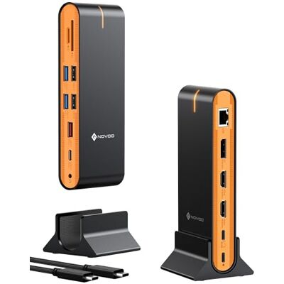 NOVOO Docking Station USB C 15-en-1 Triple Moniteur 8K Displayport Double 4K HDMI 10Gbps USB-A+C Hub Thunderbolt pour Mac M1/M2/M3/M4 Pro/Max,Mac Mini,Windows Laptops - Publicité NOVOO Docking Station USB C 15-en-1 Triple Moniteur 8K Displayport Double 4K HDMI 10Gbps USB-A+C Hub Thunderbolt pour Mac M1/M2/M3/M4 Pro/Max,Mac Mini,Windows Laptops - Publicité
