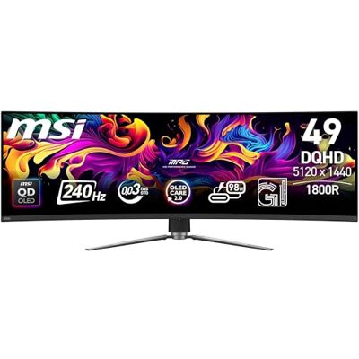 MSI MPG 491CQPX QD-OLED Écran Gaming incurvé 49" DQHD Dalle QD-OLED 5120x1440, 240Hz, 0,03ms, courbure 1800R, compatible VESA, HDMI, DisplayPort, USB-C, Adaptive-Sync - Publicité MSI MPG 491CQPX QD-OLED Écran Gaming incurvé 49" DQHD Dalle QD-OLED 5120x1440, 240Hz, 0,03ms, courbure 1800R, compatible VESA, HDMI, DisplayPort, USB-C, Adaptive-Sync - Publicité