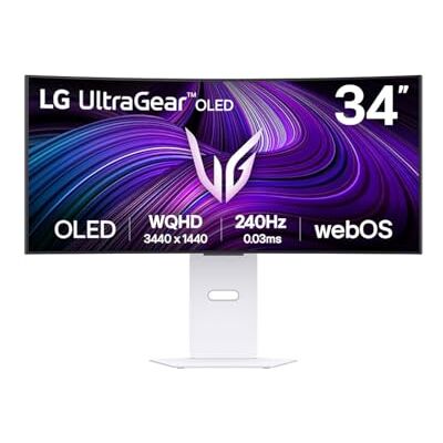 LG Ultragear™ 34GX90SA-W Ecran PC Gaming 34" Dalle OLED résolution QHD (3440 x 1440), 0,03ms 240Hz, DisplayHDR™400 True Black, DCI-P3 98.5% (CIE1976), FreeSync Premium, G-Sync Compatible - Publicité LG Ultragear™ 34GX90SA-W Ecran PC Gaming 34" Dalle OLED résolution QHD (3440 x 1440), 0,03ms 240Hz, DisplayHDR™400 True Black, DCI-P3 98.5% (CIE1976), FreeSync Premium, G-Sync Compatible - Publicité