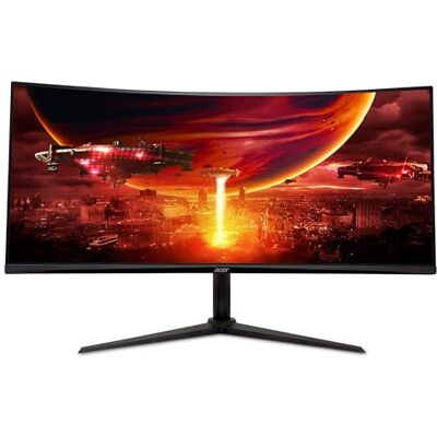 Acer Nitro XZ342CUV3, Écran PC Gaming Incurvé 34" UltraWide QHD, 180Hz (Curve 1500R, 3440x1440, 21:9, Freesync Premium, 1ms (VRB), 400Nits, 2xHDMI 2.0/1xDP 1.4) Moniteur PC curve, Pied Ajustable, Noir - Publicité Acer Nitro XZ342CUV3, Écran PC Gaming Incurvé 34" UltraWide QHD, 180Hz (Curve 1500R, 3440x1440, 21:9, Freesync Premium, 1ms (VRB), 400Nits, 2xHDMI 2.0/1xDP 1.4) Moniteur PC curve, Pied Ajustable, Noir - Publicité
