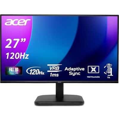 Acer EK271Gbif, Écran PC 27" Full HD IPS, 120Hz (1920x1080, AdaptiveSync, 1ms VRB, 250 Nits, Comfyview, BlueLightShield, Flicker-Less, 1xVGA/1xHDMI 1.4) Moniteur PC, Couleur Noir - Publicité Acer EK271Gbif, Écran PC 27" Full HD IPS, 120Hz (1920x1080, AdaptiveSync, 1ms VRB, 250 Nits, Comfyview, BlueLightShield, Flicker-Less, 1xVGA/1xHDMI 1.4) Moniteur PC, Couleur Noir - Publicité
