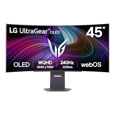 LG UltraGear™ 45GX90SA-B Ecran PC Gaming Incurvé 45" dalle OLED résolution WQHD (3440x1440), 0.03 ms GtG 240Hz, DisplayHDR™ TrueBlack 400, DCI-P3 98.5% (CIE1976), AMD FreeSync Premium, NVIDIA G-Sync - Publicité LG UltraGear™ 45GX90SA-B Ecran PC Gaming Incurvé 45" dalle OLED résolution WQHD (3440x1440), 0.03 ms GtG 240Hz, DisplayHDR™ TrueBlack 400, DCI-P3 98.5% (CIE1976), AMD FreeSync Premium, NVIDIA G-Sync - Publicité