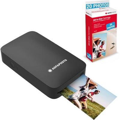 AgfaPhoto Pack Imprimante Realipix Mini P + Cartouches et Papiers AMC pour 20 Photos Imprimante Photo Format 5,3 x 8,6 cm Via Bluetooth Sublimation Thermique 4Pass Noir - Publicité AgfaPhoto Pack Imprimante Realipix Mini P + Cartouches et Papiers AMC pour 20 Photos Imprimante Photo Format 5,3 x 8,6 cm Via Bluetooth Sublimation Thermique 4Pass Noir - Publicité