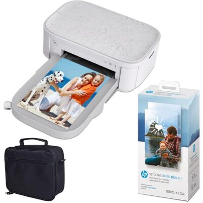 HP Sprocket Studio Plus Imprimante Photo Couleur instantanée sans Fil 4x6 (10,2x15,2 cm) Wi-FI, Sublimation Thermique, Kit: étui et Papier Photo - Publicité HP Sprocket Studio Plus Imprimante Photo Couleur instantanée sans Fil 4x6 (10,2x15,2 cm) Wi-FI, Sublimation Thermique, Kit: étui et Papier Photo - Publicité