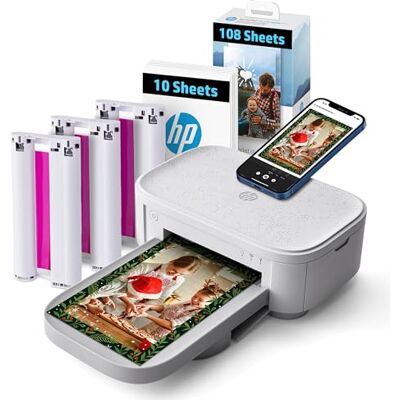 HP Sprocket Studio Plus Imprimante Photo Couleur instantanée sans Fil 4x6 (10,2x15,2 cm) Wi-FI, Sublimation Thermique. Kit : Pack de 118 Feuilles et Cartouche. Publicité HP Sprocket Studio Plus Imprimante Photo Couleur instantanée sans Fil 4x6 (10,2x15,2 cm) Wi-FI, Sublimation Thermique. Kit : Pack de 118 Feuilles et Cartouche. Publicité
