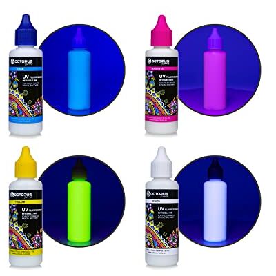 Octopus 4X 50ml Encre UV fluorescente invisible compatible pour Epson et Brother, Blanc, Cyan, Magenta, Jaune - Publicité Octopus 4X 50ml Encre UV fluorescente invisible compatible pour Epson et Brother, Blanc, Cyan, Magenta, Jaune - Publicité
