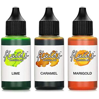 Octopus 3x 30ml Fluids Alcohol Ink Set LIME, CARAMEL, MARIGOLD, Encre à alcool pour Fluid Art et Resin Art, résine époxy - Publicité Octopus 3x 30ml Fluids Alcohol Ink Set LIME, CARAMEL, MARIGOLD, Encre à alcool pour Fluid Art et Resin Art, résine époxy - Publicité