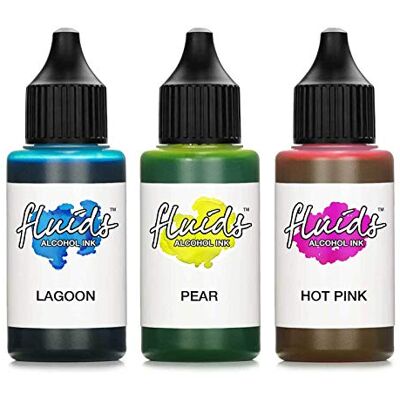 Octopus 3x 30ml Fluids Alcohol Ink Set LAGOON, PEAR, HOT PINK, Encre à alcool pour Fluid Art et Resin Art, résine époxy - Publicité Octopus 3x 30ml Fluids Alcohol Ink Set LAGOON, PEAR, HOT PINK, Encre à alcool pour Fluid Art et Resin Art, résine époxy - Publicité