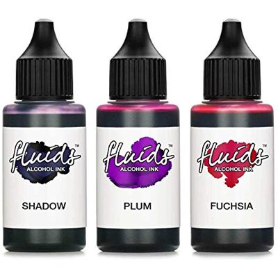 Octopus 3x 30ml Fluids Alcohol Ink Set SHADOW, PLUM, FUCHSIA, Encre à alcool pour Fluid Art et Resin Art, résine époxy - Publicité Octopus 3x 30ml Fluids Alcohol Ink Set SHADOW, PLUM, FUCHSIA, Encre à alcool pour Fluid Art et Resin Art, résine époxy - Publicité