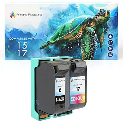Printing Pleasure 2 Compatibles Cartouches d'encre Remplacement pour HP 15 & HP 17 pour HP Deskjet 816c 825c 825cvr 825cxi 827 840c 841c 842c 843c 845c 845cvr 845cxi Noir/Couleur, Grande Capacité - Publicité Printing Pleasure 2 Compatibles Cartouches d'encre Remplacement pour HP 15 & HP 17 pour HP Deskjet 816c 825c 825cvr 825cxi 827 840c 841c 842c 843c 845c 845cvr 845cxi Noir/Couleur, Grande Capacité - Publicité