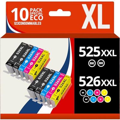 123CONSOMMABLES - CANON PGI-525/CLI-526 - Pack 10 - Cartouche d'encre - Publicité 123CONSOMMABLES - CANON PGI-525/CLI-526 - Pack 10 - Cartouche d'encre - Publicité