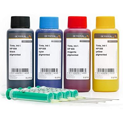 Octopus Encre pour imprimante 4X 100 ml compatible avec les cartouches d'imprimante HP 934, 935, recharge d'encre pour HP Officejet PRO 6820, PRO 6800 Series, PRO 6830, PRO 6230 Noir, Cyan, Magenta, Jaune (pas d'OEM) - Publicité Octopus Encre pour imprimante 4X 100 ml compatible avec les cartouches d'imprimante HP 934, 935, recharge d'encre pour HP Officejet PRO 6820, PRO 6800 Series, PRO 6830, PRO 6230 Noir, Cyan, Magenta, Jaune (pas d'OEM) - Publicité