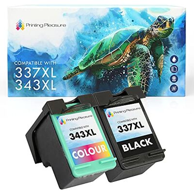 Printing Pleasure 2 Compatibles Cartouches d'encre Remplacement pour HP 337 & HP 343 pour Photosmart 2575 C4110 C4180 8050 DeskJet D4160 5940 Officejet 6300 6313 6315 Noir/Couleur, Grande Capacité - Publicité Printing Pleasure 2 Compatibles Cartouches d'encre Remplacement pour HP 337 & HP 343 pour Photosmart 2575 C4110 C4180 8050 DeskJet D4160 5940 Officejet 6300 6313 6315 Noir/Couleur, Grande Capacité - Publicité