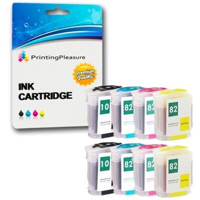Printing Pleasure 8 Compatibles HP 10/82 XL Cartouches d'encre Remplacement pour HP DesignJet 500 500m 500+ 500ps 500ps+ 800 800ps 815mfp 820mfp cc800ps Noir/Cyan/Magenta/Jaune, Grande Capacité - Publicité Printing Pleasure 8 Compatibles HP 10/82 XL Cartouches d'encre Remplacement pour HP DesignJet 500 500m 500+ 500ps 500ps+ 800 800ps 815mfp 820mfp cc800ps Noir/Cyan/Magenta/Jaune, Grande Capacité - Publicité