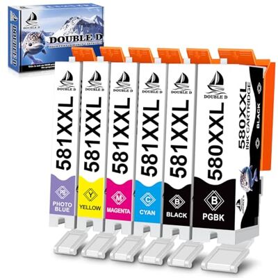 DOUBLE D PGI-580XXL CLI-581XXL pour Canon 580 581 XXL Cartouches d'encre Compatible pour Canon PIXMA TS6150 TS6151 TR8550 TR7550 TS8150 TS8151 TS9150 (PGBK/Noir/Cyan/Magenta/Jaune/PB, 6PK) - Publicité DOUBLE D PGI-580XXL CLI-581XXL pour Canon 580 581 XXL Cartouches d'encre Compatible pour Canon PIXMA TS6150 TS6151 TR8550 TR7550 TS8150 TS8151 TS9150 (PGBK/Noir/Cyan/Magenta/Jaune/PB, 6PK) - Publicité