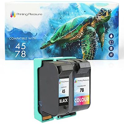 Printing Pleasure 2 Compatibles Cartouches d'encre Remplacement pour HP 45 78 Officejet 1170 G55 G85 G95 K60 K80 Photosmart 1000 1100 1115 1215 1218 1315 P1000 P1100 Noir/Couleur, Grande Capacité - Publicité Printing Pleasure 2 Compatibles Cartouches d'encre Remplacement pour HP 45 78 Officejet 1170 G55 G85 G95 K60 K80 Photosmart 1000 1100 1115 1215 1218 1315 P1000 P1100 Noir/Couleur, Grande Capacité - Publicité