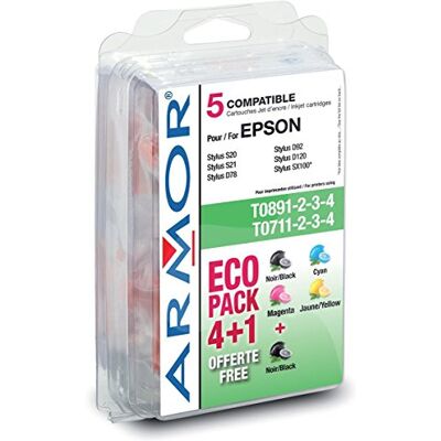 ARMOR Armour Ink-jet pour Epson Stylus D78 cartouche d'encre pour imprimantes à jet d'encre (lot de 4 + 1) - Publicité ARMOR Armour Ink-jet pour Epson Stylus D78 cartouche d'encre pour imprimantes à jet d'encre (lot de 4 + 1) - Publicité