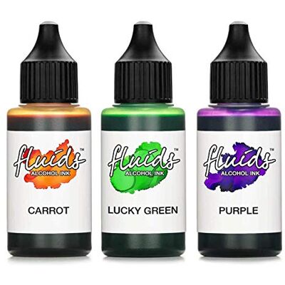 Octopus 3x 30ml Fluids Alcohol Ink Set CARROT, LUCKY GREEN, PURPLE, Encre à alcool pour Fluid Art et Resin Art, résine époxy - Publicité Octopus 3x 30ml Fluids Alcohol Ink Set CARROT, LUCKY GREEN, PURPLE, Encre à alcool pour Fluid Art et Resin Art, résine époxy - Publicité