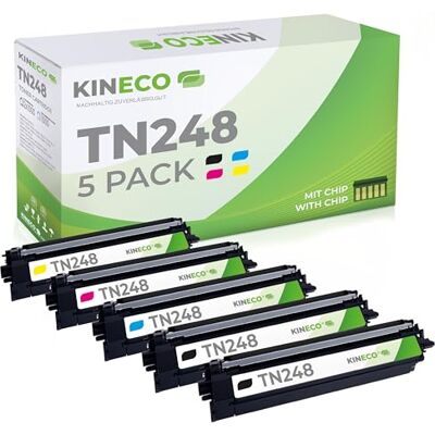 Kineco TN248 Lot de 5 toners compatibles avec Brother DCP-L3560CDW MFC-L3760CDW HL-L3240CDW HL-L3220CW MFC-L3740CDW Noir Cyan Magenta Jaune Multipack TN248VAL avec puce - Publicité Kineco TN248 Lot de 5 toners compatibles avec Brother DCP-L3560CDW MFC-L3760CDW HL-L3240CDW HL-L3220CW MFC-L3740CDW Noir Cyan Magenta Jaune Multipack TN248VAL avec puce - Publicité