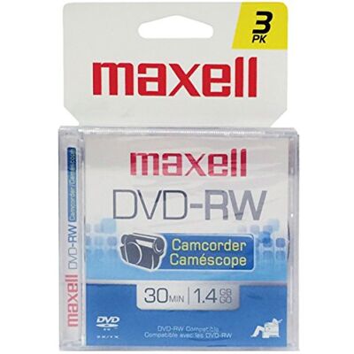 Maxell 567655 DVD-RW Lot de 3 boîtiers pour caméscope réinscriptible - Publicité Maxell 567655 DVD-RW Lot de 3 boîtiers pour caméscope réinscriptible - Publicité