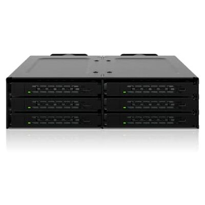 Icy Dock – Rack Mobile /boîtier de Rack / backplane Cage pour 6 x SSD U.2 / U.3 NVMe PCIe 4.0 avec 3 connecteurs SlimSAS 8i (SFF-8654) dans 1 Baie de 5,25" métal – ToughArmor MB118VP-B - Publicité Icy Dock – Rack Mobile /boîtier de Rack / backplane Cage pour 6 x SSD U.2 / U.3 NVMe PCIe 4.0 avec 3 connecteurs SlimSAS 8i (SFF-8654) dans 1 Baie de 5,25" métal – ToughArmor MB118VP-B - Publicité