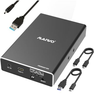 MAIWO Boîtier Raid Double Baie pour Disque Dur SATA SSD HDD 2,5", Raid 0/1/JBOD/PM, USB 3.1 Gen 2 10 Gbit/s avec UASP, capacité de 16 to, Baie de Disque Dur Externe en Aluminium - Publicité MAIWO Boîtier Raid Double Baie pour Disque Dur SATA SSD HDD 2,5", Raid 0/1/JBOD/PM, USB 3.1 Gen 2 10 Gbit/s avec UASP, capacité de 16 to, Baie de Disque Dur Externe en Aluminium - Publicité