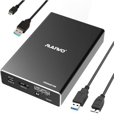 MAIWO Dual Bay Boîtier Raid SATA 2,5", boîtier de Disque Dur Externe pour Disque Dur SSD SATA 2,5", Raid 0/1, USB 3.0 6 Gbps avec UASP, capacité de 16 to, Aluminium - Publicité MAIWO Dual Bay Boîtier Raid SATA 2,5", boîtier de Disque Dur Externe pour Disque Dur SSD SATA 2,5", Raid 0/1, USB 3.0 6 Gbps avec UASP, capacité de 16 to, Aluminium - Publicité