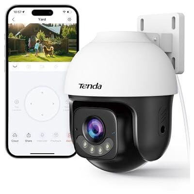 Tenda 5MP 3K Caméra Surveillance Extérieure WiFi 6, Caméra IP Extérieur avec Vision Nocturne Couleur, 360° Pan/Tilt Suivi Automatique, Détection Humaine/Véhicule IA, WiFi 2.4GHz Uniquement, Alexa - Publicité Tenda 5MP 3K Caméra Surveillance Extérieure WiFi 6, Caméra IP Extérieur avec Vision Nocturne Couleur, 360° Pan/Tilt Suivi Automatique, Détection Humaine/Véhicule IA, WiFi 2.4GHz Uniquement, Alexa - Publicité