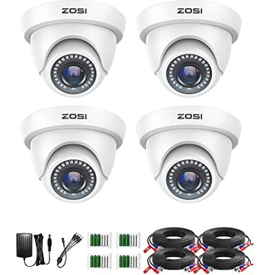 ZOSI Pack 4 Caméra de Surveillance Filaire Extérieure IP66 HD-TVI Objectif 3.6mm Angle de Vue 90° Vision Nocturne 24 m, Compatible avec Enregistreur de Type HD-TVI, Caméra Dôme Blanc - Publicité ZOSI Pack 4 Caméra de Surveillance Filaire Extérieure IP66 HD-TVI Objectif 3.6mm Angle de Vue 90° Vision Nocturne 24 m, Compatible avec Enregistreur de Type HD-TVI, Caméra Dôme Blanc - Publicité