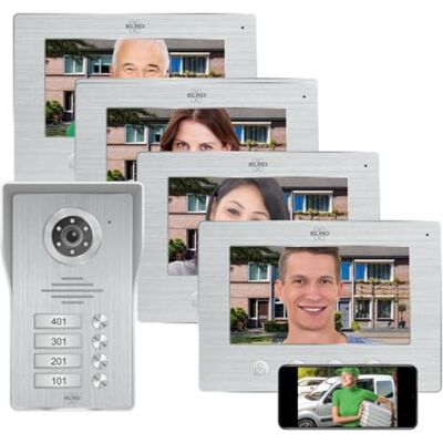 Elro DV4000-4 Vidéophone WiFi-IP │ 4 Appartements │ Caméra 1080P Full-HD avec Vision Nocturne │ Câble à 4 Fils │ 16 Sonneries - Publicité Elro DV4000-4 Vidéophone WiFi-IP │ 4 Appartements │ Caméra 1080P Full-HD avec Vision Nocturne │ Câble à 4 Fils │ 16 Sonneries - Publicité