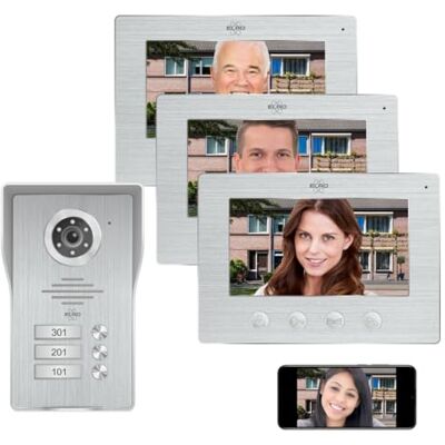 Elro DV4000-3 Vidéophone WiFi-IP │ 3 Appartements │ Caméra 1080P Full-HD avec Vision Nocturne │ Câble à 3 Fils │ 16 Sonneries - Publicité Elro DV4000-3 Vidéophone WiFi-IP │ 3 Appartements │ Caméra 1080P Full-HD avec Vision Nocturne │ Câble à 3 Fils │ 16 Sonneries - Publicité