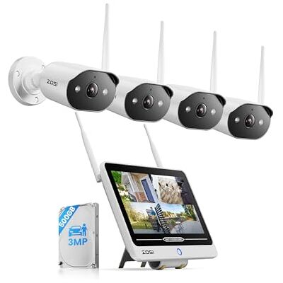 ZOSI 3MP Kit Caméra Surveillance WiFi6 Extérieur NVR 12″Écran 8CH 500 G Détection IA Personne, Vision Nocturne Couleur Alerte Instantanée, Surveillance Domestique 24/7 - Publicité ZOSI 3MP Kit Caméra Surveillance WiFi6 Extérieur NVR 12″Écran 8CH 500 G Détection IA Personne, Vision Nocturne Couleur Alerte Instantanée, Surveillance Domestique 24/7 - Publicité