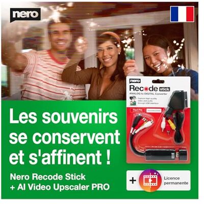 Ahead Nero – Sauvegardez Vos Souvenirs VHS Video Grabber + Adaptateur Péritel + AI Video Upscaler Unlimited Numériser VHS & Améliorer la Qualité Vidéo par IA S-VHS Hi8 Super 8 Windows 11/10 - Publicité Ahead Nero – Sauvegardez Vos Souvenirs VHS Video Grabber + Adaptateur Péritel + AI Video Upscaler Unlimited Numériser VHS & Améliorer la Qualité Vidéo par IA S-VHS Hi8 Super 8 Windows 11/10 - Publicité