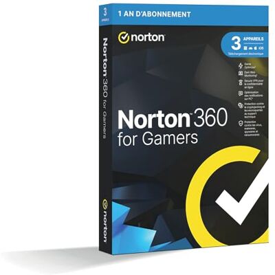 Symantec Norton 360 for Gamers 2024 3 Appareils Cyberprotection puissante optimisée pour les gamers Antivirus, Gestion Mots de Passe, Protection Webcam, VPN, Stockage Cloud 1 An PC/Mac/Android/iOS - Publicité Symantec Norton 360 for Gamers 2024 3 Appareils Cyberprotection puissante optimisée pour les gamers Antivirus, Gestion Mots de Passe, Protection Webcam, VPN, Stockage Cloud 1 An PC/Mac/Android/iOS - Publicité