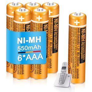 BENNTOP Lot de 6 piles rechargeables AAA 550 mAh 1,2 V HHR-55AAABU NI-MH pour combinés Panasonic pour téléphones sans fil BT Gigaset, usage quotidien - Publicité BENNTOP Lot de 6 piles rechargeables AAA 550 mAh 1,2 V HHR-55AAABU NI-MH pour combinés Panasonic pour téléphones sans fil BT Gigaset, usage quotidien - Publicité