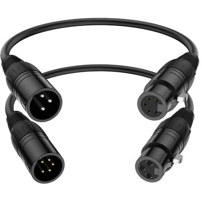 J&D Câble XLR, XLR 3 Broches vers 5 Broches, Femelle vers Mâle et Mâle vers Femelle Câble Audio, Câbles d’Éclairage DMX, Paquet de 2, 30 cm - Publicité J&D Câble XLR, XLR 3 Broches vers 5 Broches, Femelle vers Mâle et Mâle vers Femelle Câble Audio, Câbles d’Éclairage DMX, Paquet de 2, 30 cm - Publicité
