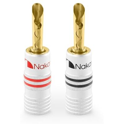 Nakamichi Excel Series BFA Fiche banane plaquée or 24K 12-18 AWG Calibre 4 mm pour haut-parleurs Amplificateur Hi-Fi Récepteur AV Stéréo audio Connecteur (Fiches Banane BFA, 2 pièces (1 paire)) - Publicité Nakamichi Excel Series BFA Fiche banane plaquée or 24K 12-18 AWG Calibre 4 mm pour haut-parleurs Amplificateur Hi-Fi Récepteur AV Stéréo audio Connecteur (Fiches Banane BFA, 2 pièces (1 paire)) - Publicité
