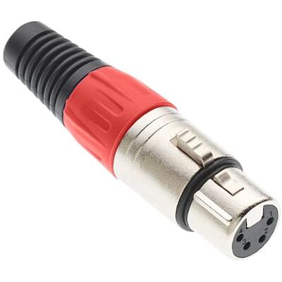 Keple Prise XLR 4 broches, rouge Prise pour microphone audio Prise DMX, adaptateur nickelé, construction métallique, fiche avec boîtier en plastique - Publicité Keple Prise XLR 4 broches, rouge Prise pour microphone audio Prise DMX, adaptateur nickelé, construction métallique, fiche avec boîtier en plastique - Publicité