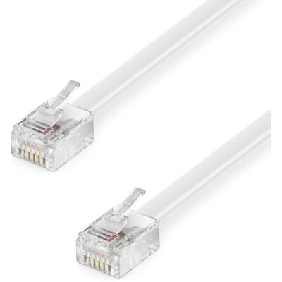 deleyCON 50m Câble Téléphone RJ11 Modulaire 99% Cuivre AWG 28 6P4C Western 2x Fiche RJ11 avec plat pour Prise Modem Routeur Fax ISDN DSL VDSL Internet Blanc - Publicité deleyCON 50m Câble Téléphone RJ11 Modulaire 99% Cuivre AWG 28 6P4C Western 2x Fiche RJ11 avec plat pour Prise Modem Routeur Fax ISDN DSL VDSL Internet Blanc - Publicité
