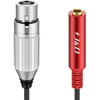 J&D Adaptateur Audio XLR Femelle vers Jack Stéréo 6,35 mm, Câble Convertisseur XLR 3 Broches vers TRS avec Tressage Nylon, 30 cm, Rouge, pour Microphone, Mixeur, Amplificateur, Studio - Publicité J&D Adaptateur Audio XLR Femelle vers Jack Stéréo 6,35 mm, Câble Convertisseur XLR 3 Broches vers TRS avec Tressage Nylon, 30 cm, Rouge, pour Microphone, Mixeur, Amplificateur, Studio - Publicité