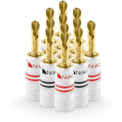 Nakamichi Excel Series BFA Fiche banane plaquée or 24K 12-18 AWG Calibre 4 mm pour haut-parleurs Amplificateur Hi-Fi Récepteur AV Stéréo audio Connecteur (Fiches Banane BFA, 12 pièces (6 paires)) - Publicité Nakamichi Excel Series BFA Fiche banane plaquée or 24K 12-18 AWG Calibre 4 mm pour haut-parleurs Amplificateur Hi-Fi Récepteur AV Stéréo audio Connecteur (Fiches Banane BFA, 12 pièces (6 paires)) - Publicité