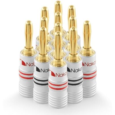 Nakamichi Fiche banane plaquée or 24K 12 AWG 18 AWG Calibre 4 mm pour haut-parleurs Amplificateur Hi-Fi Récepteur AV Stéréo Home Cinéma Audio Fil Câble Connecteur à vis 12 pièces (6 paires) - Publicité Nakamichi Fiche banane plaquée or 24K 12 AWG 18 AWG Calibre 4 mm pour haut-parleurs Amplificateur Hi-Fi Récepteur AV Stéréo Home Cinéma Audio Fil Câble Connecteur à vis 12 pièces (6 paires) - Publicité