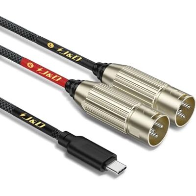 J&D USB C vers Double XLR Mâle Audio Stéréo Câble Cordon Convertisseur Adaptateur pour Amplificateur, Console de Mixage Mixer, Haut-Parleur compatible avec iPhone 16/17 série, 2 m - Publicité J&D USB C vers Double XLR Mâle Audio Stéréo Câble Cordon Convertisseur Adaptateur pour Amplificateur, Console de Mixage Mixer, Haut-Parleur compatible avec iPhone 16/17 série, 2 m - Publicité